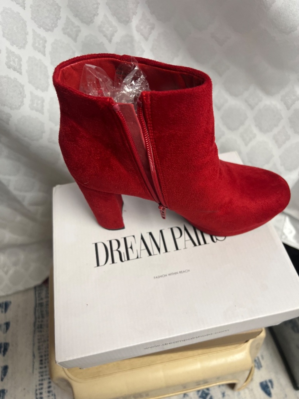 Red suede ankle boots - Picture 3 of 4